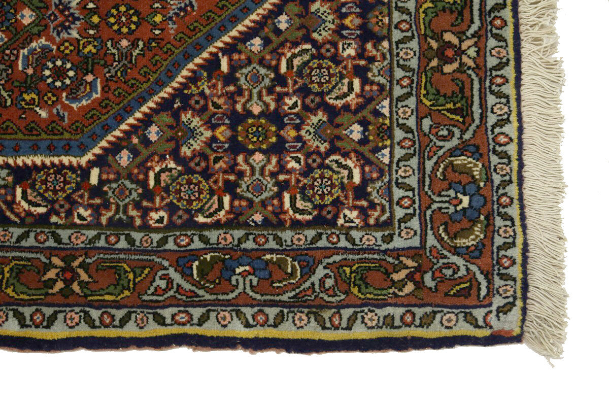 250 Kpsi Navy Orange Floral Square Rug Small