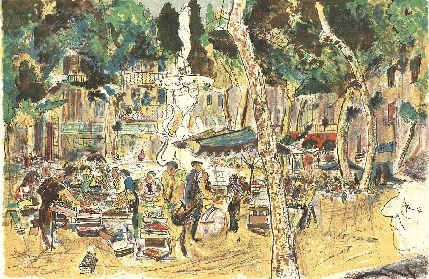 Unknown Artist Marche Provincial Signed " Lithograph Contemporar