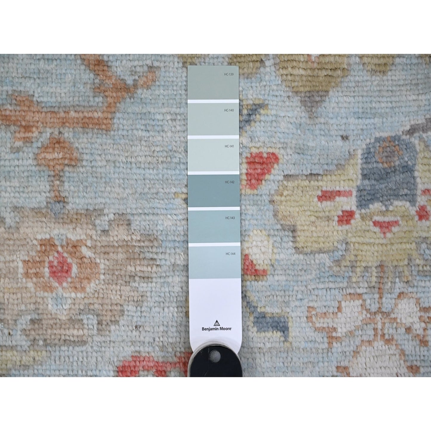 8'10"X12' Iceberg Blue Hand Knotted Afghan Angora Oushak Oriental Rug
