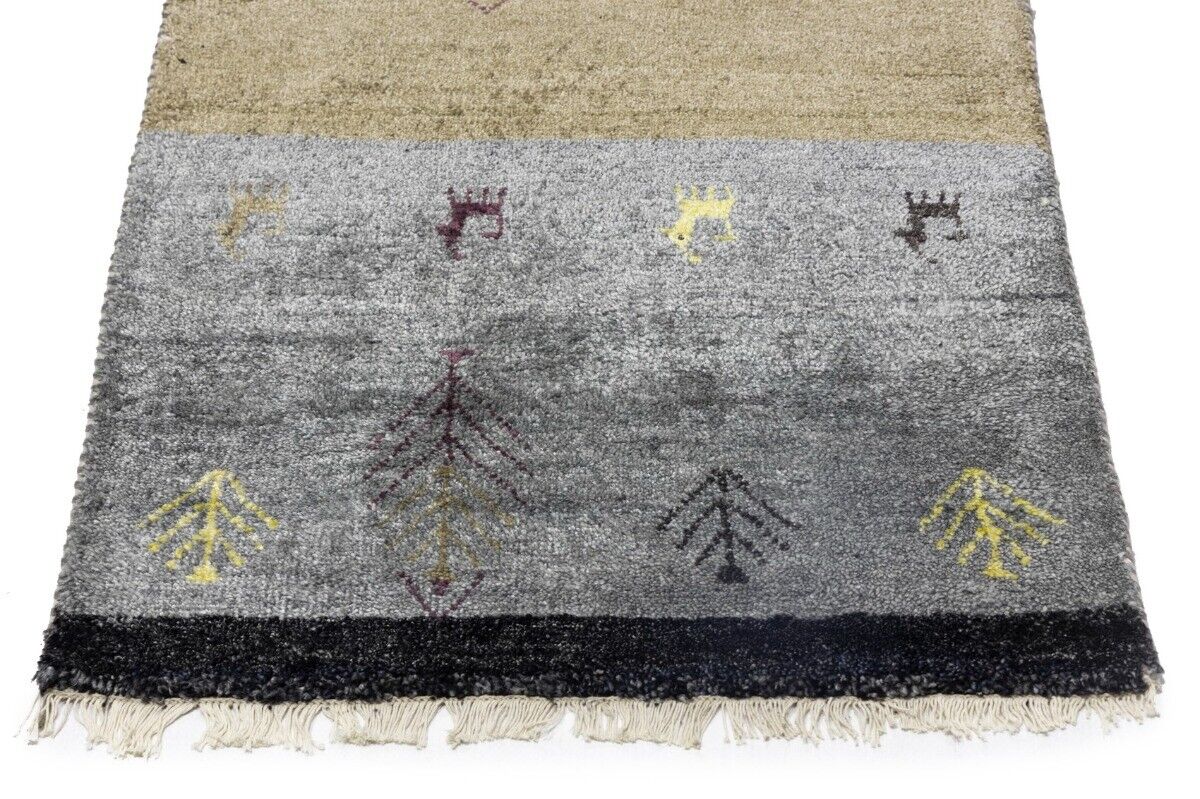 Handwoven Indo-Gabbeh Oriental Runner Rug