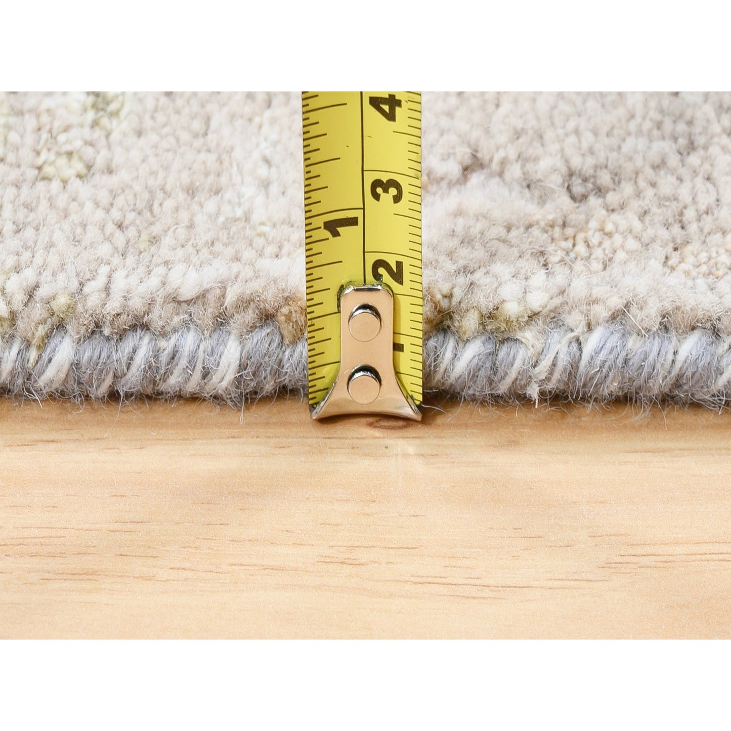 3'X5' Hand Knotted Beige Modern Wool And Silk Oriental Rug