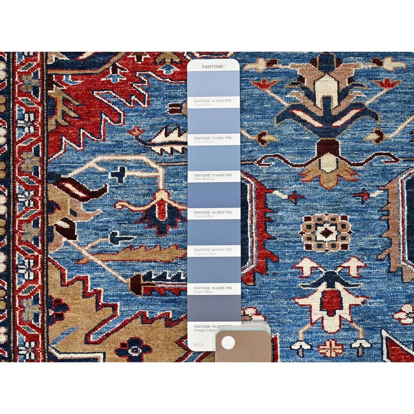 10'X13'4" Coronet Blue Vibrant Wool Super Kazak Hand Knotted Oriental Rug
