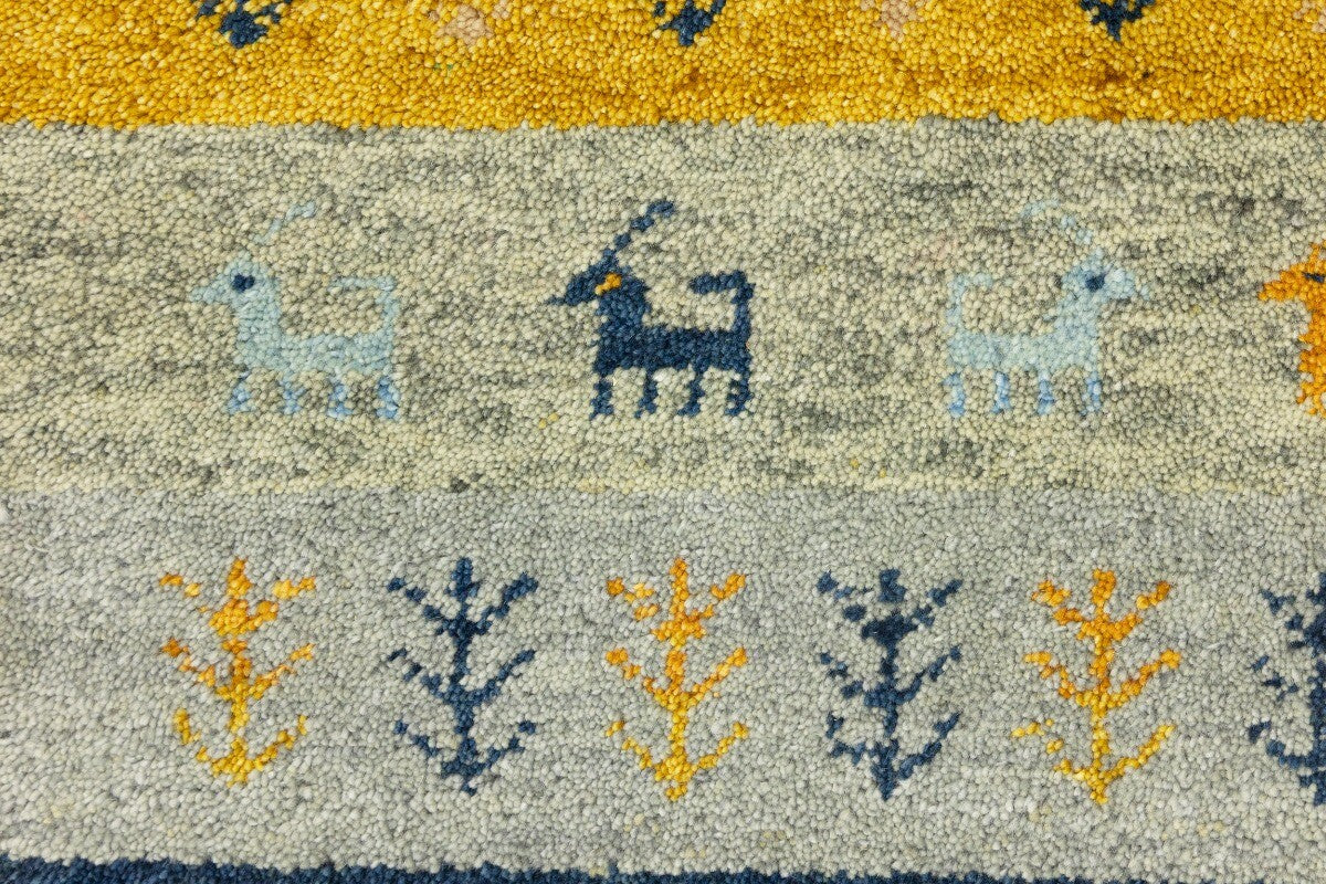Contemporary Multicolored Stripes Indo-Gabbeh