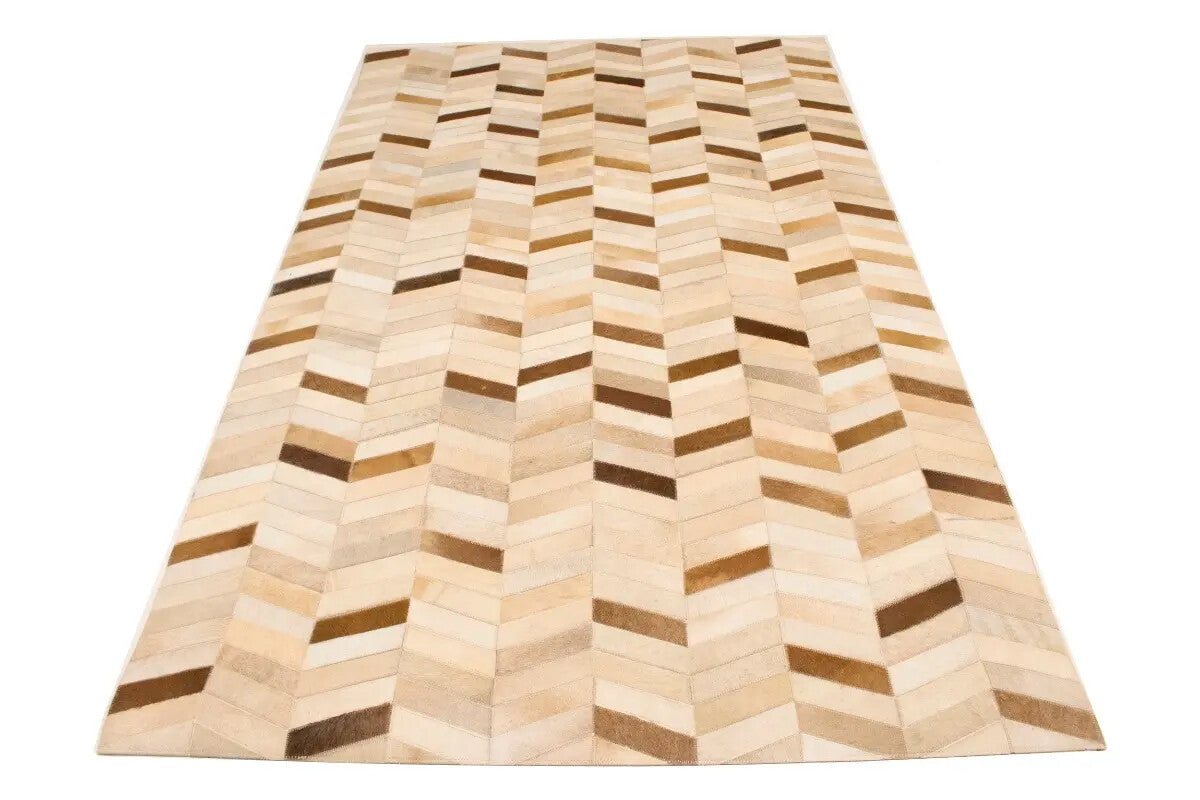 5X8 Ft Brown Cowhide Leather Rug Contemporary