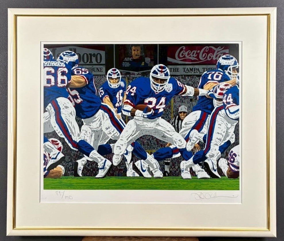 Rick Rush "Football" Serigraph Signed Framed 1991 New York Giants Super Bowl