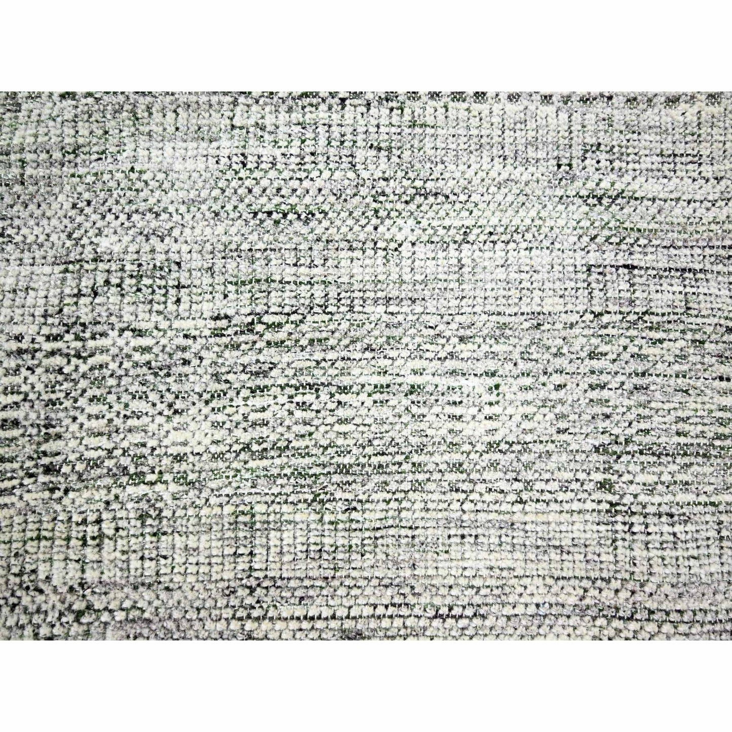 10'2"X10'2" Green & White Grass Design Pure Wool Hand Knotted Square Rug
