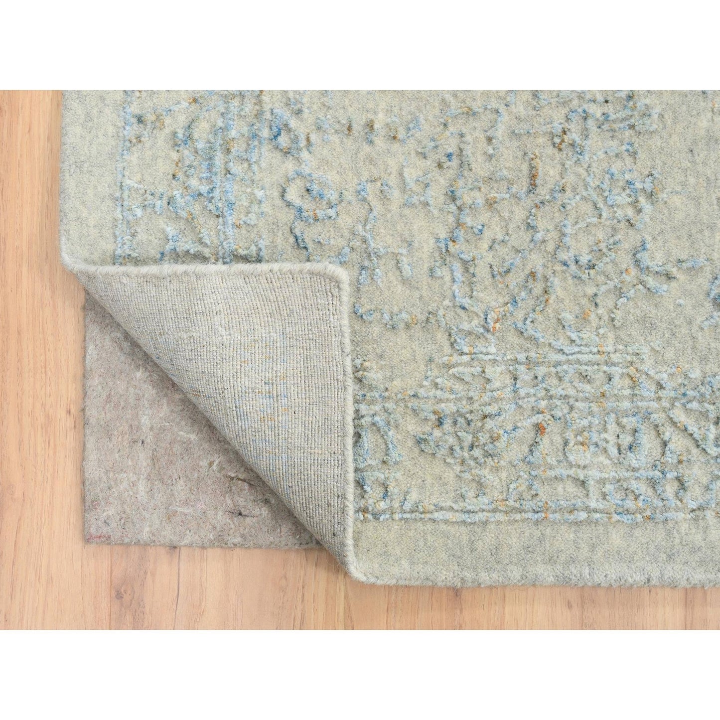 12'X17'10" Gray Jacquard Hand Loomed Tebraz Wool And Silk Oversized Rug
