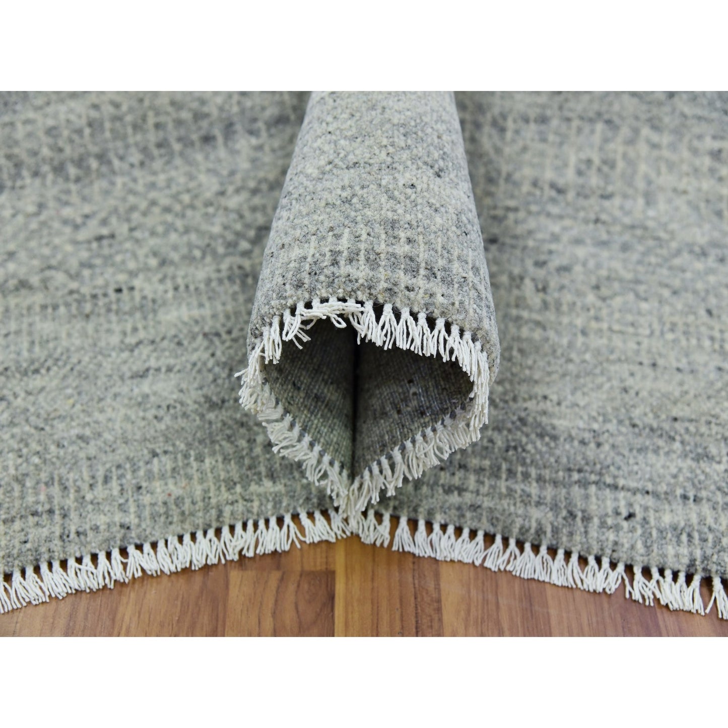 11'10"X15'4" Templeton Gray Undyed Wool Hand Knotted Grass Oversized Rug