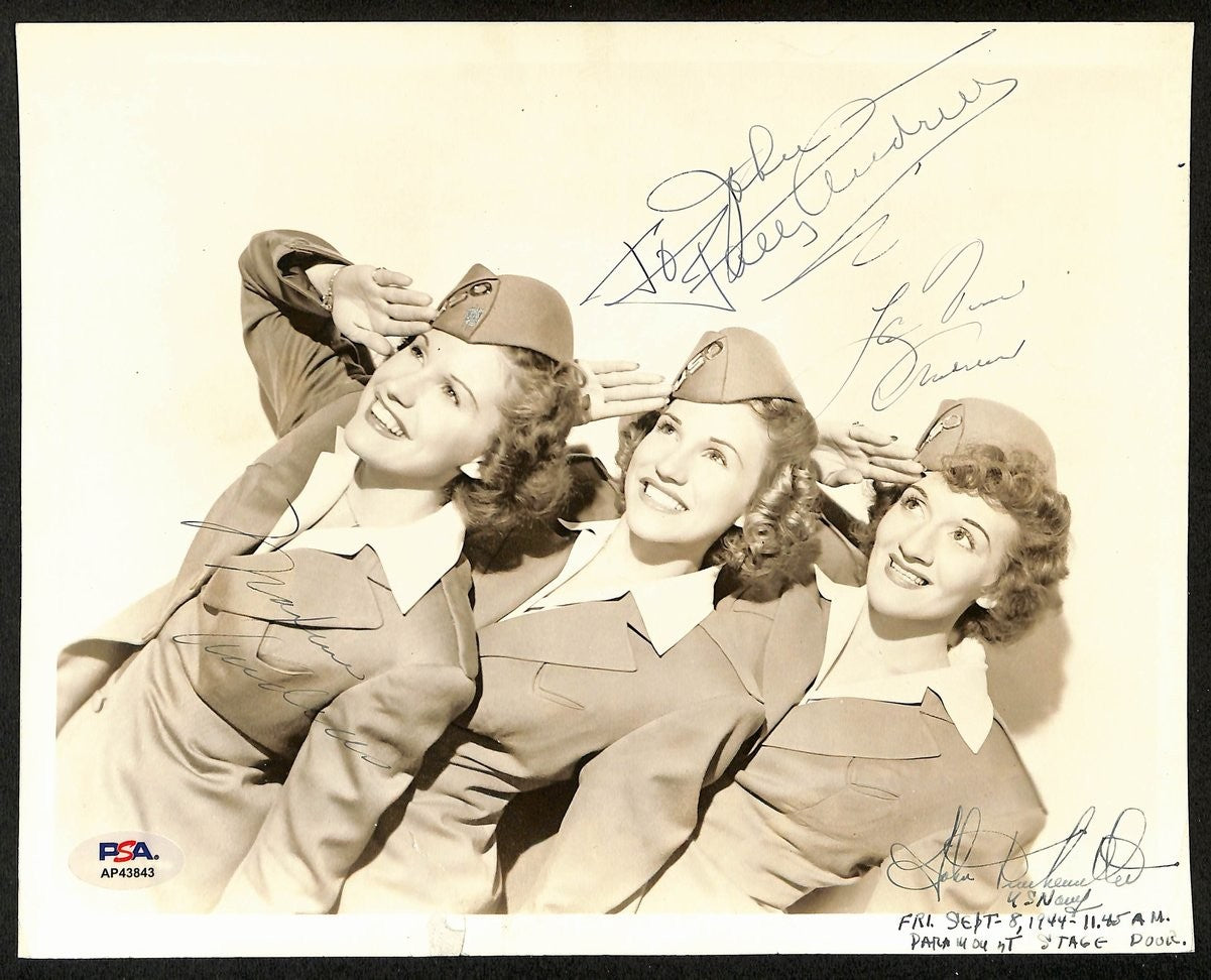 The Andrews Sisters Performers Signed/Inscr 1944