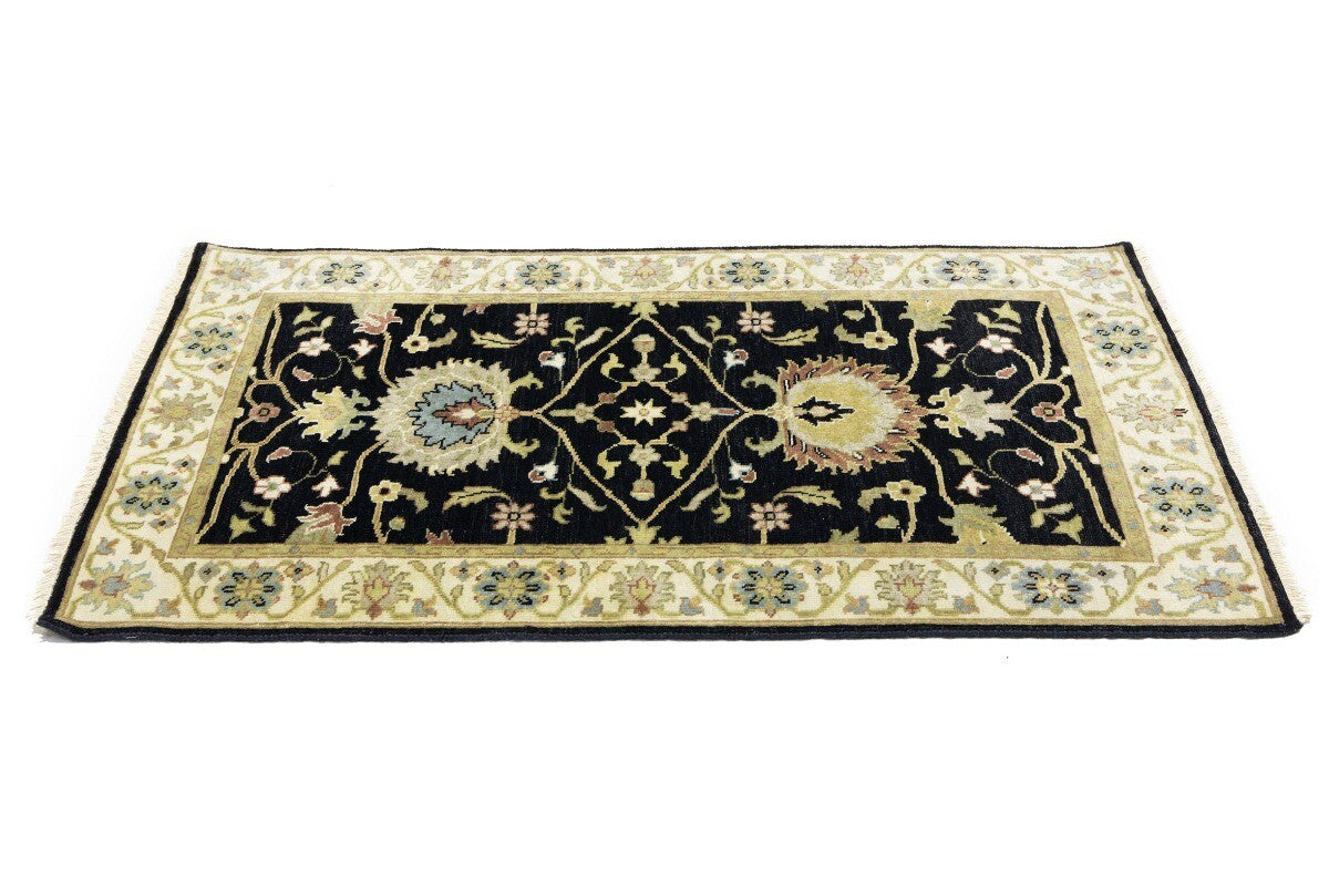 Handmade Black Osh Chobi Peshawar Rug Small