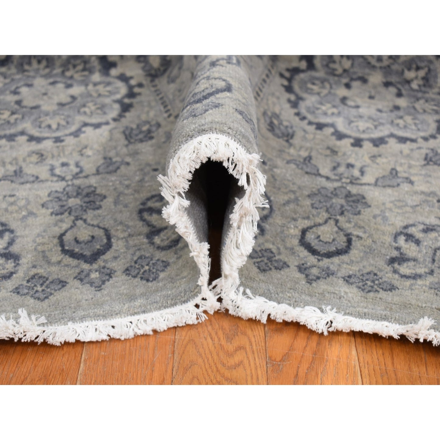 11'10"X14'9" Gray Jewellery Design Pure Wool Hand Knotted Oversized Rug
