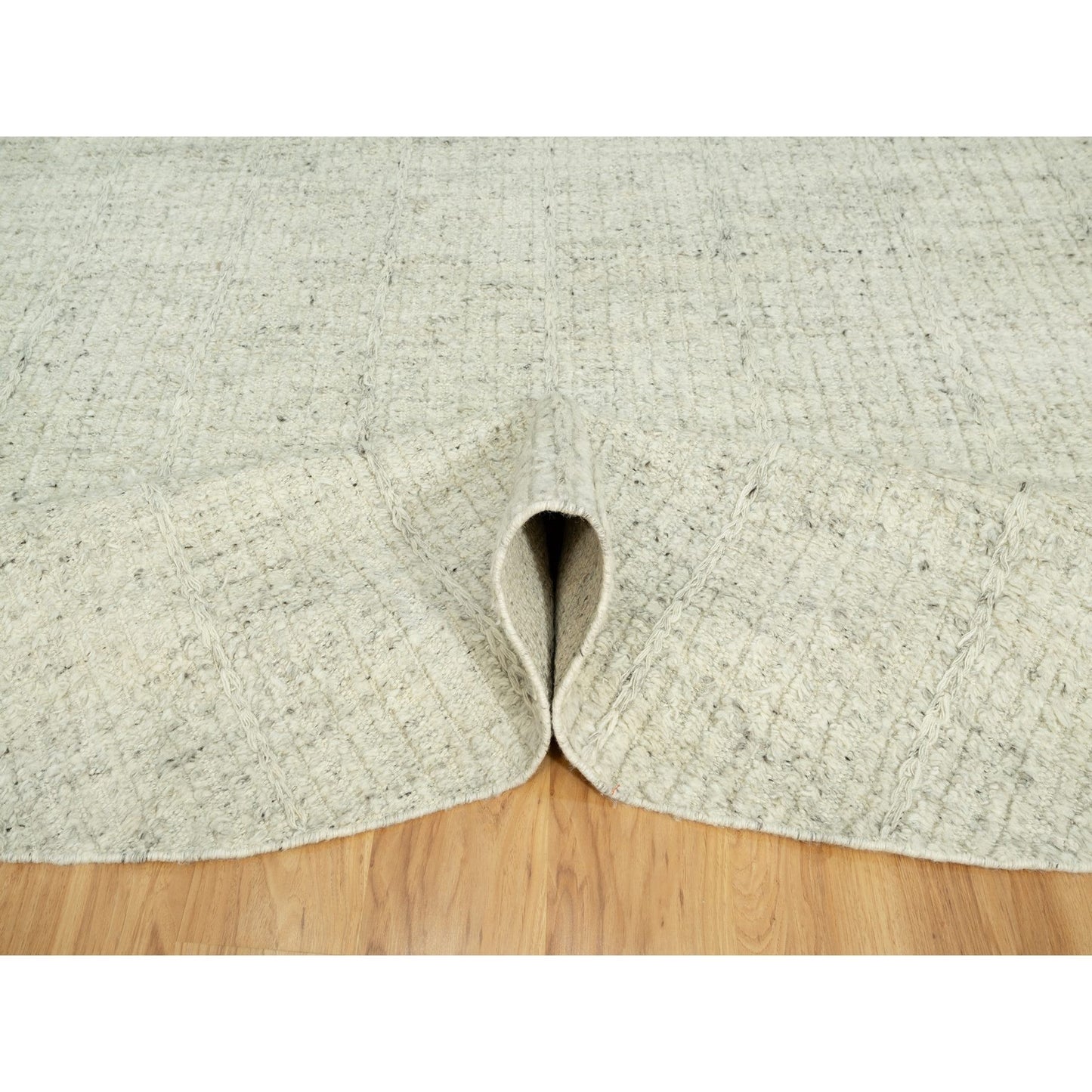 10'X10' Halo Gray Organic Wool Cord Plain Hand Woven Flat Weave Round Rug