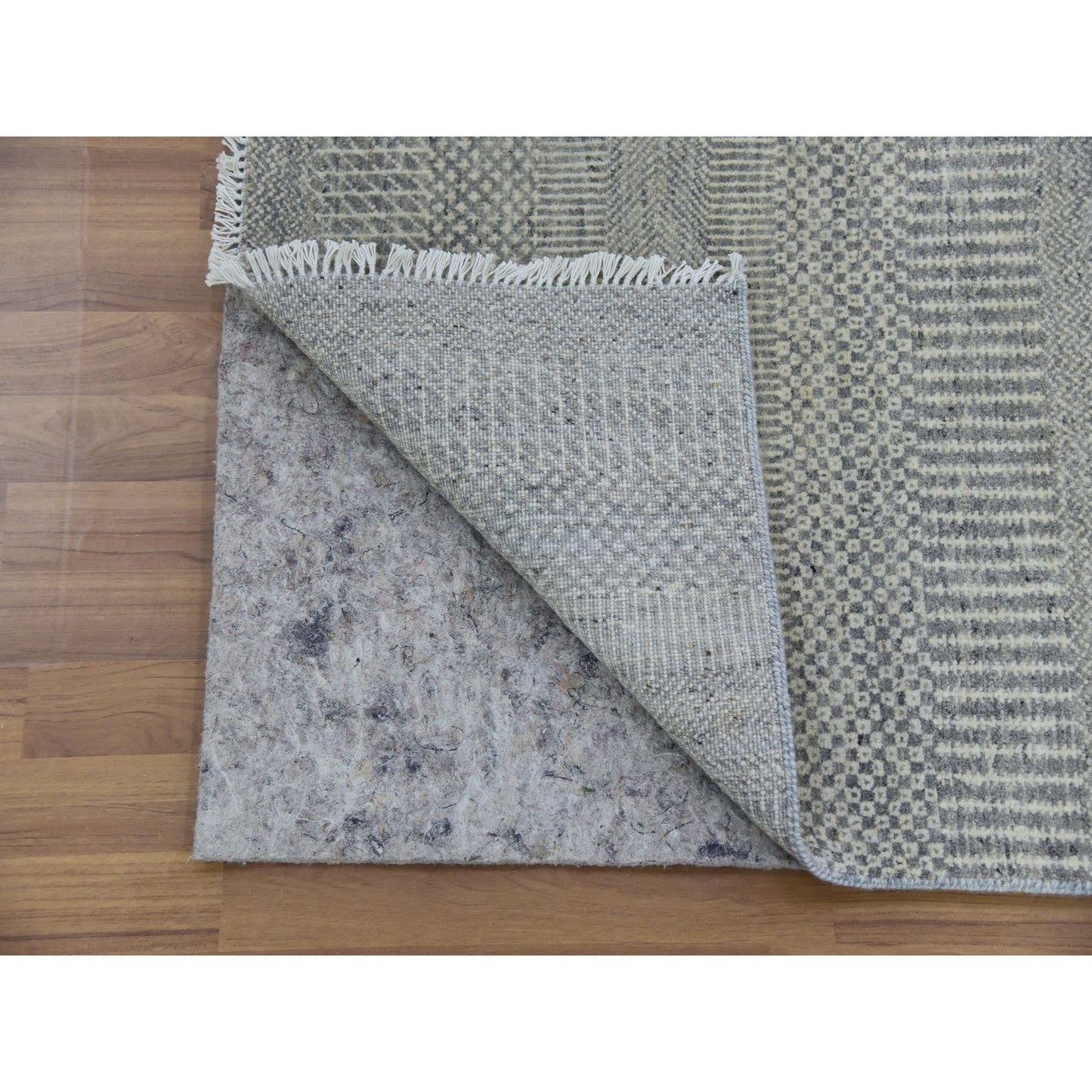 2'6"X21'8" Castor Gray Undyed Wool Grass Hand Knotted Xl Runner Rug