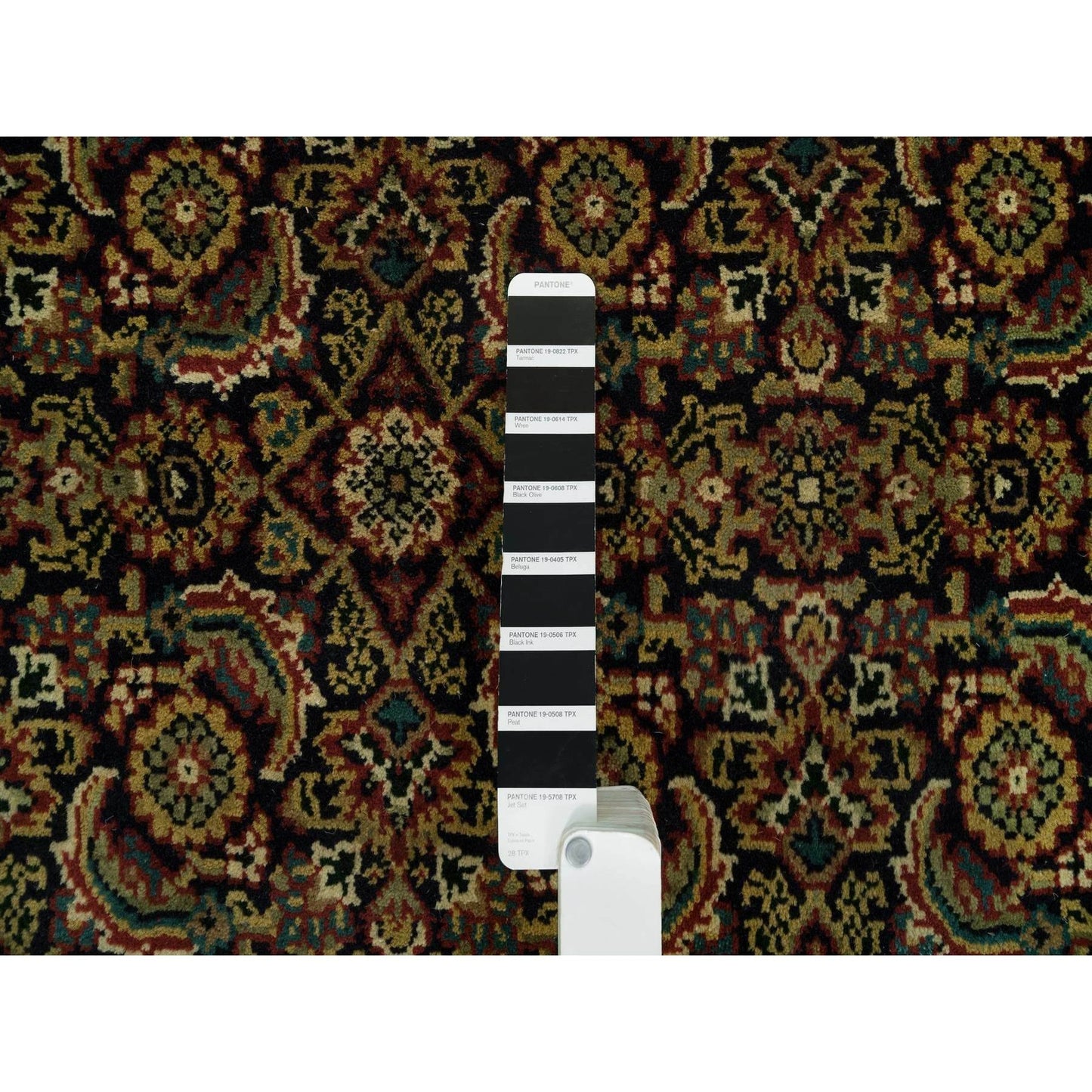 8'1"X10'1" Navy Blue Herrita Design 175 Kpsi Pure Wool Hand Knotted Rug