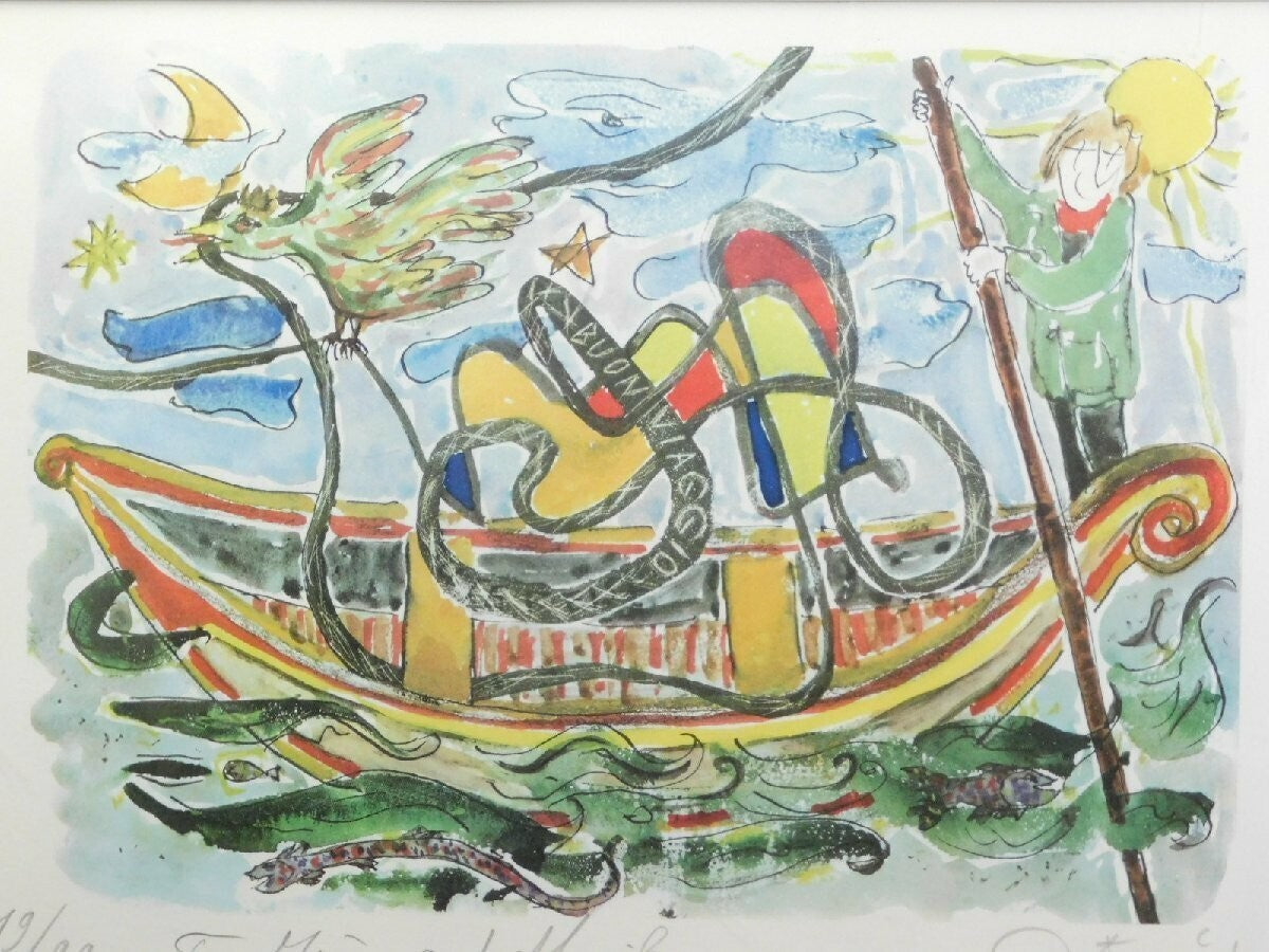 Jakob Dimitri " Clown " Original Lithograph Pencil Signed Ed99 Swiss Artist