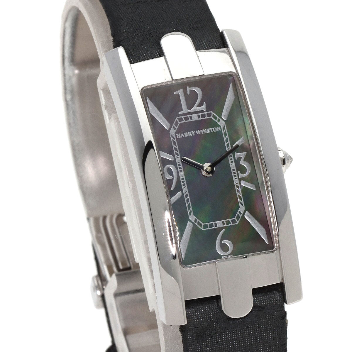 Harry Winston Avenue C Watches 330Lqw K18 White Gold/Leather X Satin Ladies