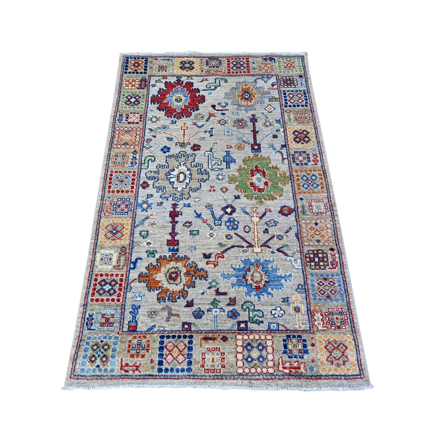 3'1"X5' Gray Aryana Mahal Design Vegetable Dyes Oriental Rug