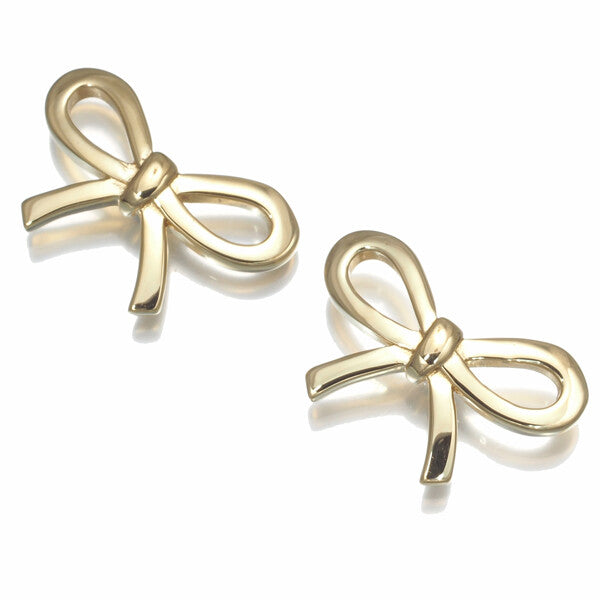Tiffany&Co. Earrings Ribbon 18K 750 Yellow Gold