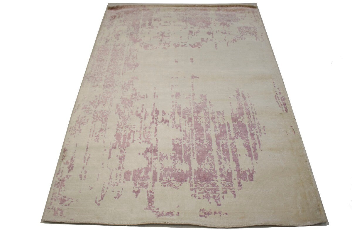 Cream 4X6 Hand-Loomed Distressed Floral Rug