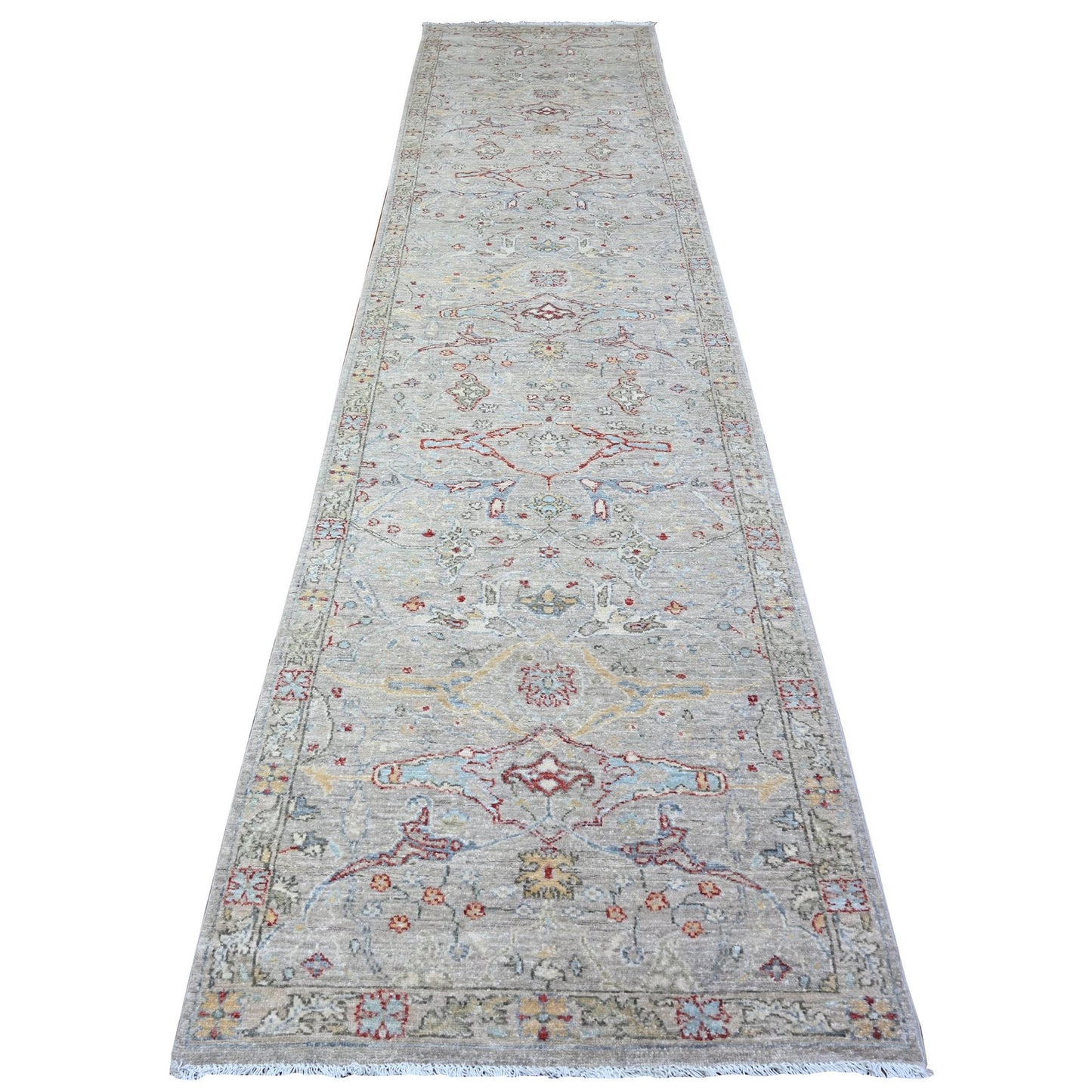 3'1"X13'9" Gray Fine Aryana Bidjar Garus Hand Knotted Oriental Rug