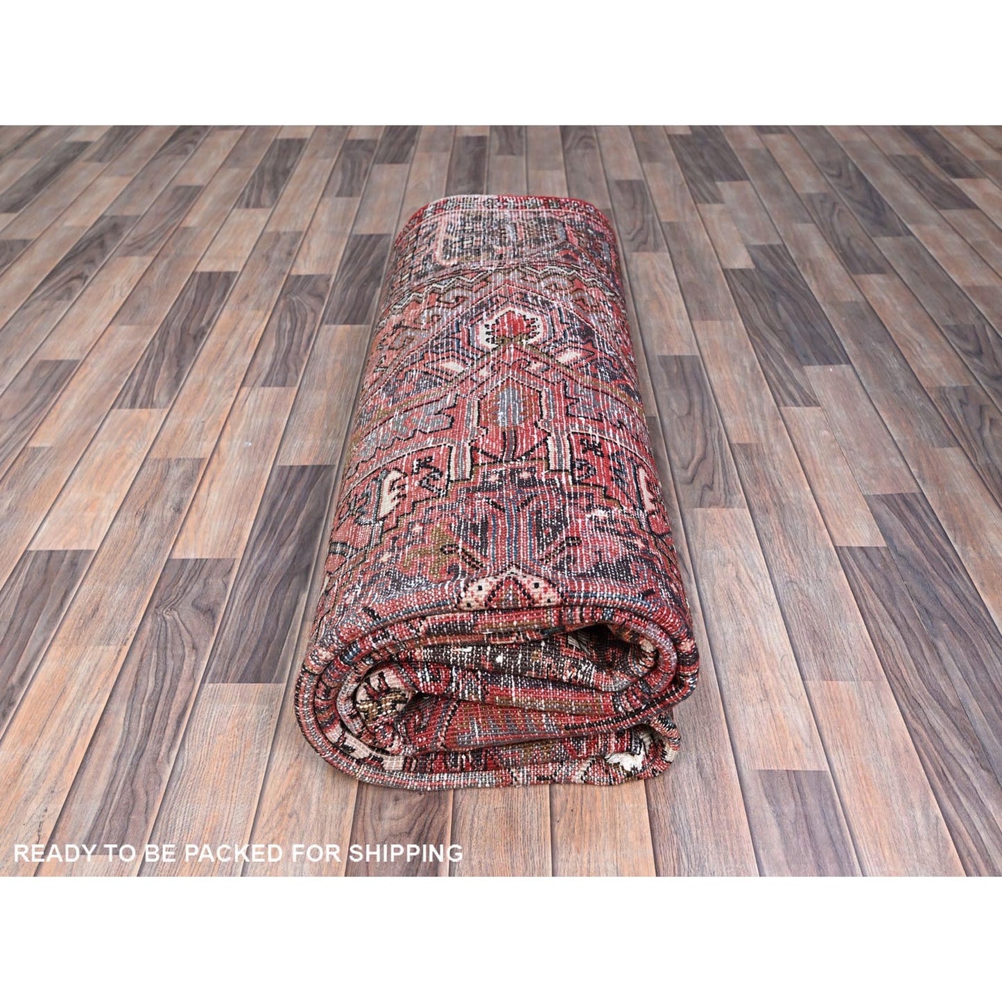 7'10"X11'4" Red Hand Knotted Cleaned Evenly Worn Vintage Oriental Rug