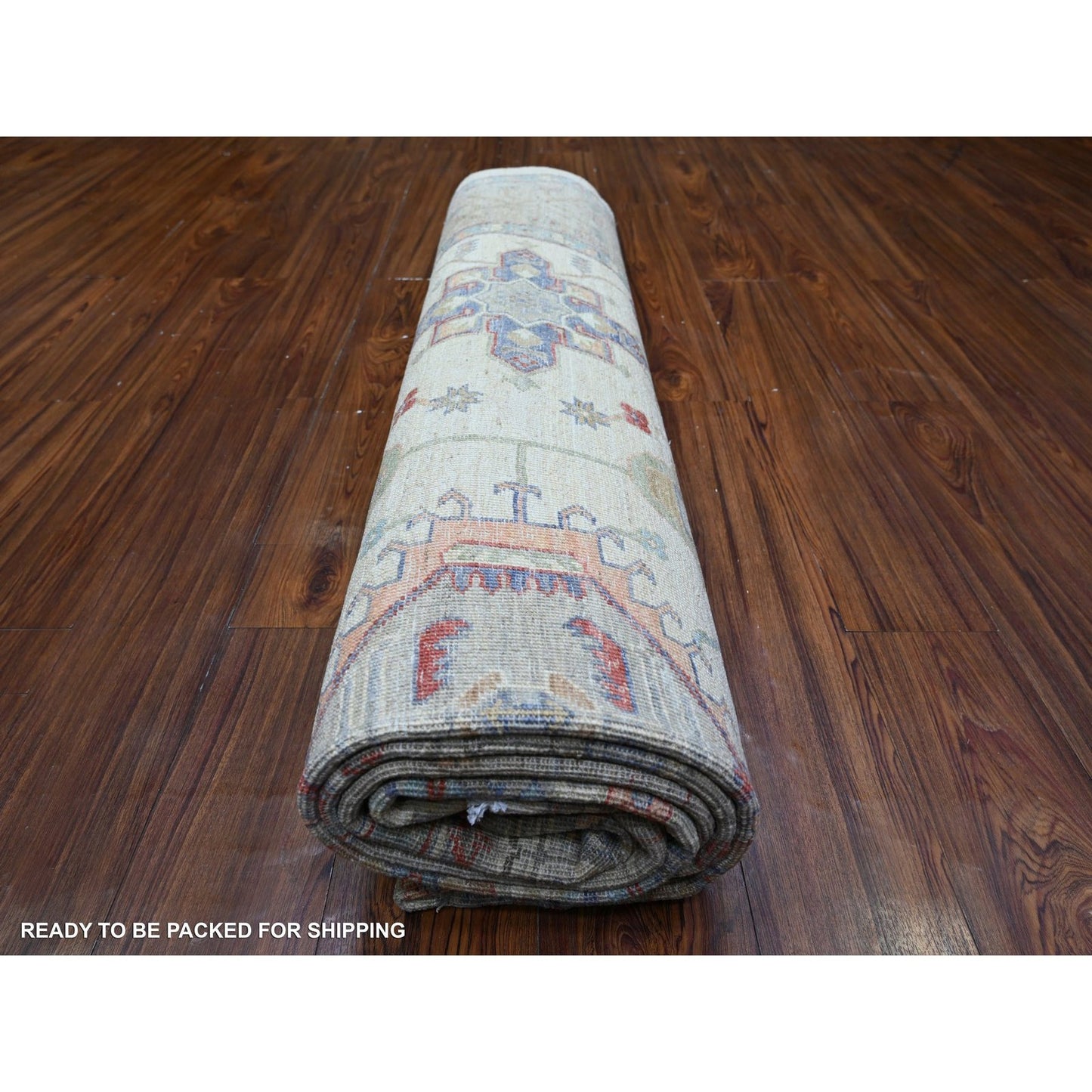 8'X9'9" Porcelain White Wool Hand Knotted Finer Peshawar Oriental Rug