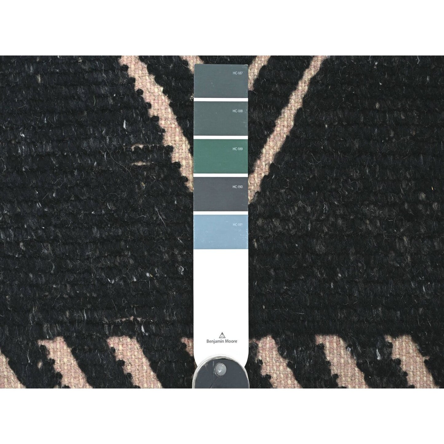 9'4"X12'10" Black Hand Knotted Moroccan Weave Ethnic Design Soft Wool Rug