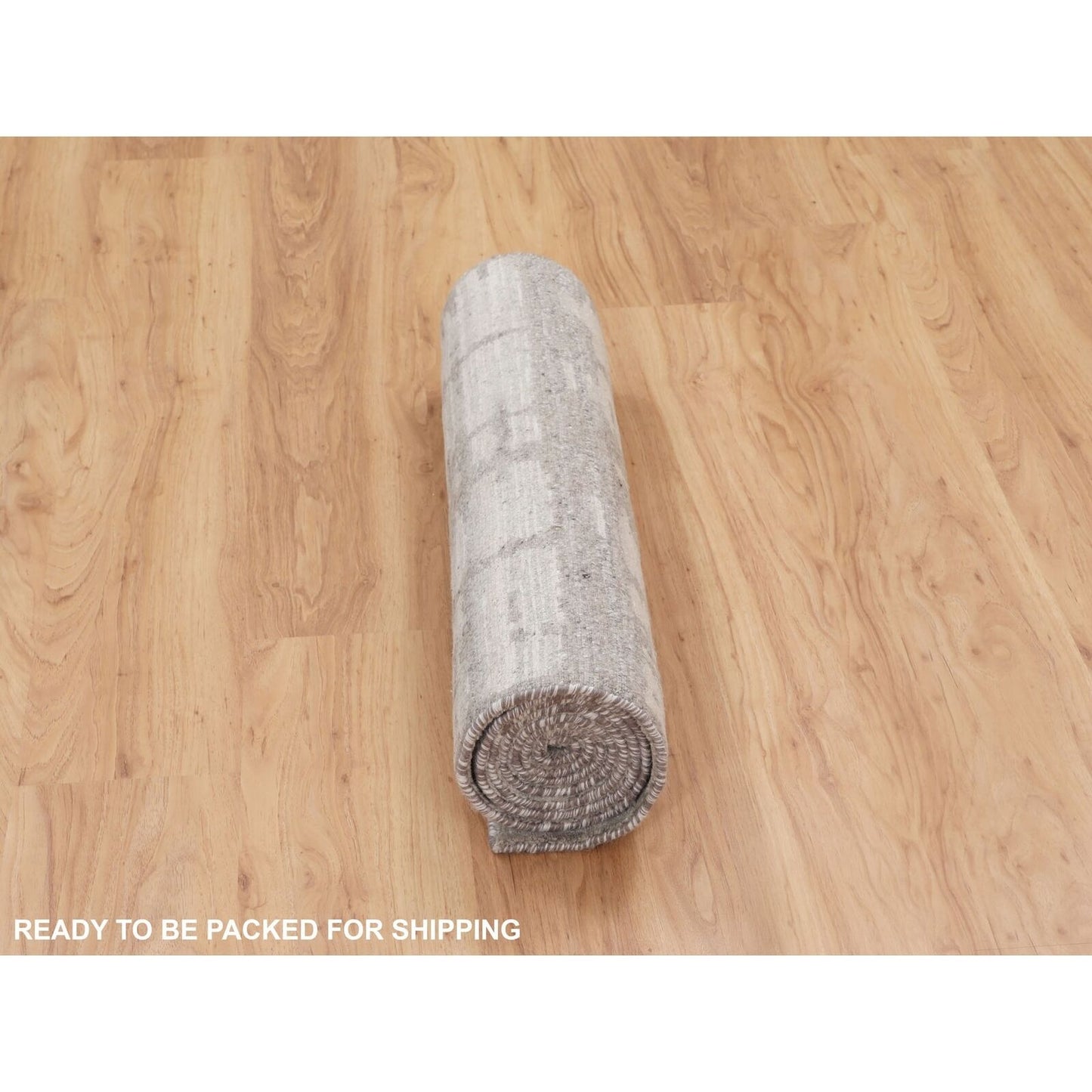 2'6"X8' Hand Spun Undyed Natural Wool Modern Hand Knotted Runner Rug