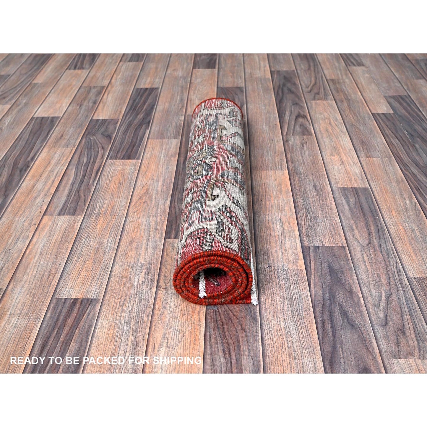 2'1"X5'4" Red Vintage Zoroastrian Heris Hand Knotted Pure Wool Runner Rug