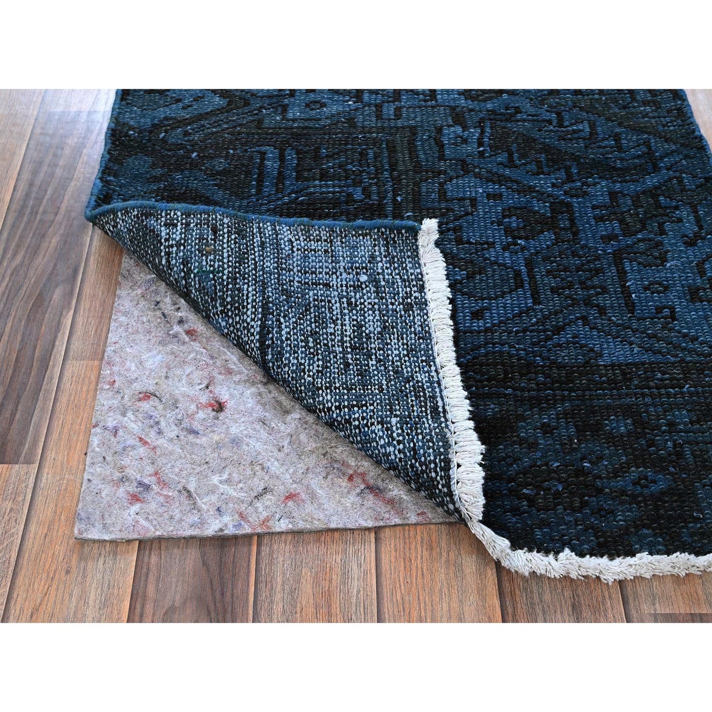 2'3"X11' Navy Overdyed Vintage Zoroastrian Hand Knotted Wool Runner Rug