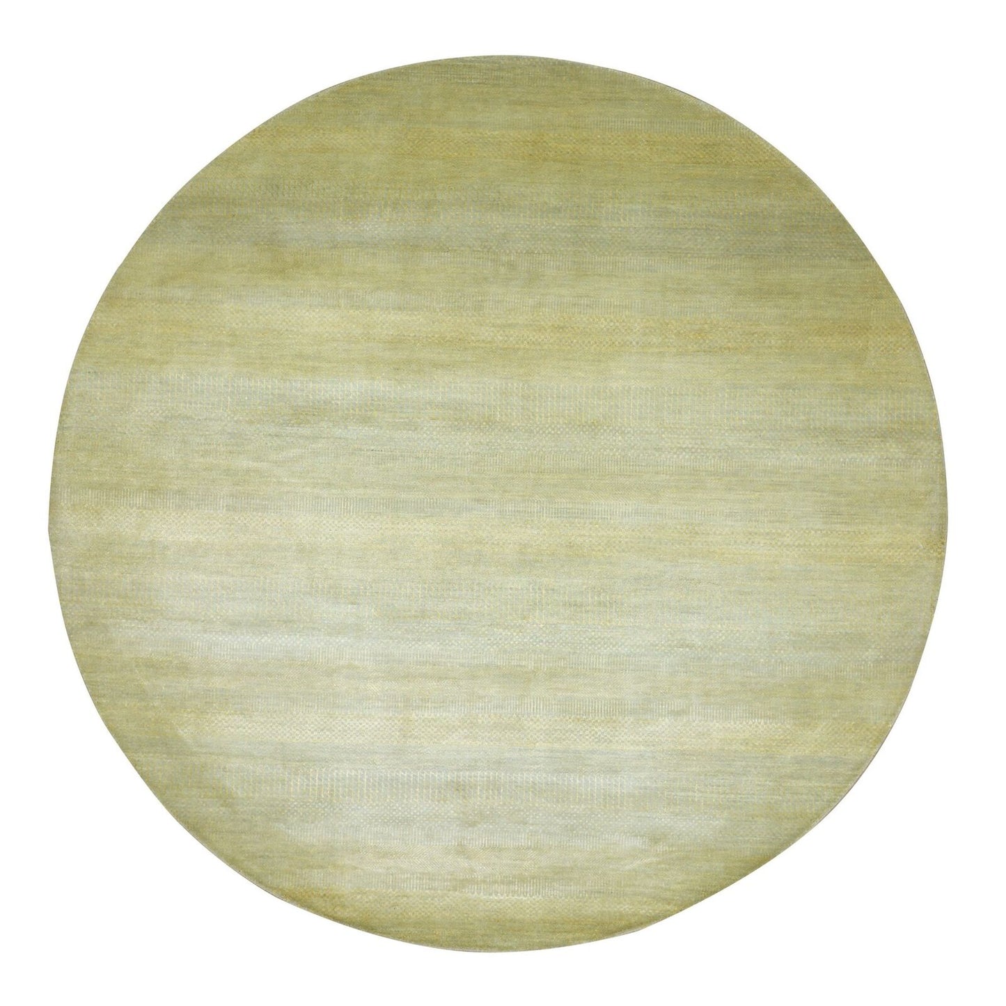 7'10"X7'10" Yellow Modern Grass Design Hand Knotted Wool-Silk Round Rug