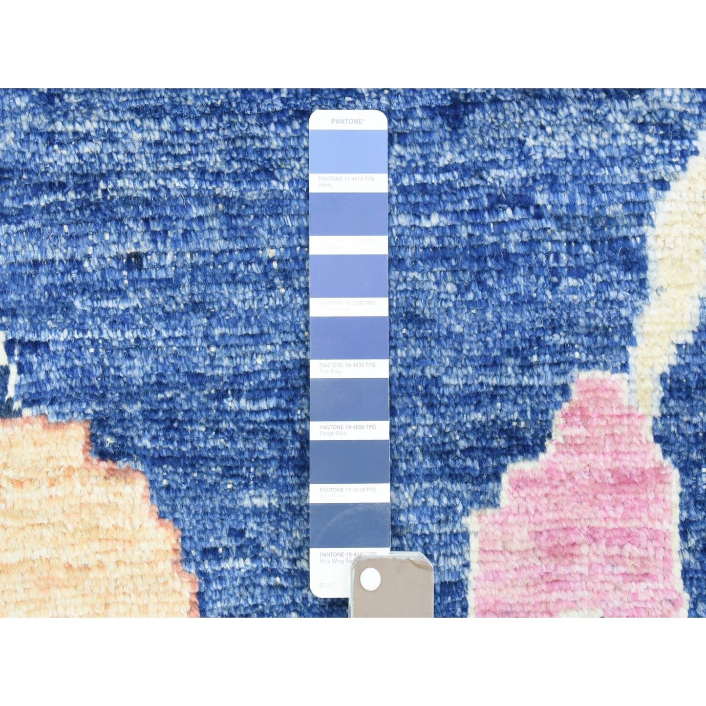 10'3"X10'3" Blue Hand Knotted Afghan Angora Oushak Soft Wool Square Rug