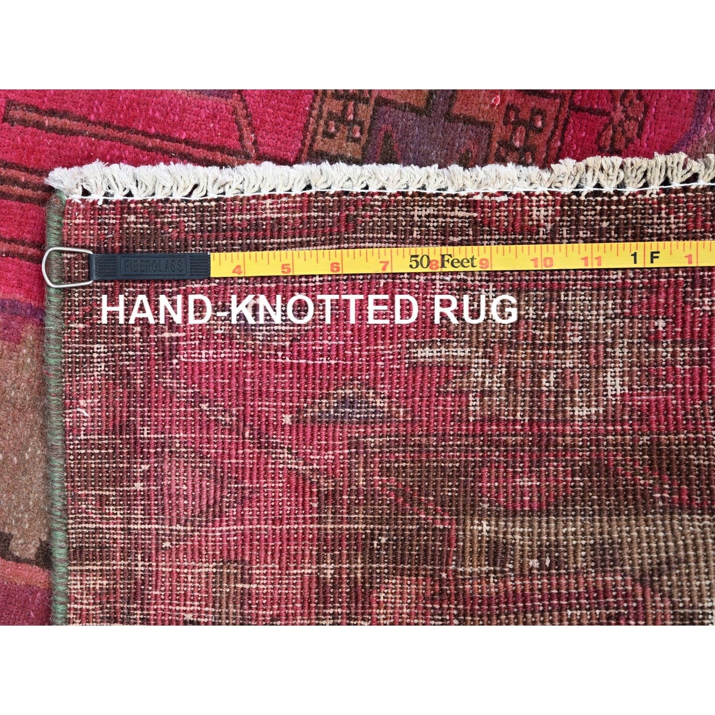 3'4"X9'8" Pink Old Northwest Zoroastrian Hand Knotted Wide Runner Rug