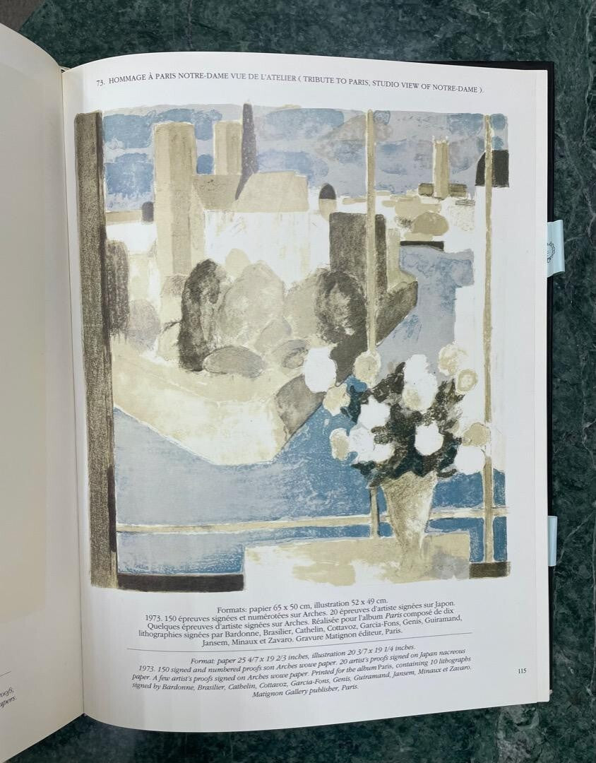 Bernard Cathelin Signed Original Lithograph Still Life Art Print Framed Paris