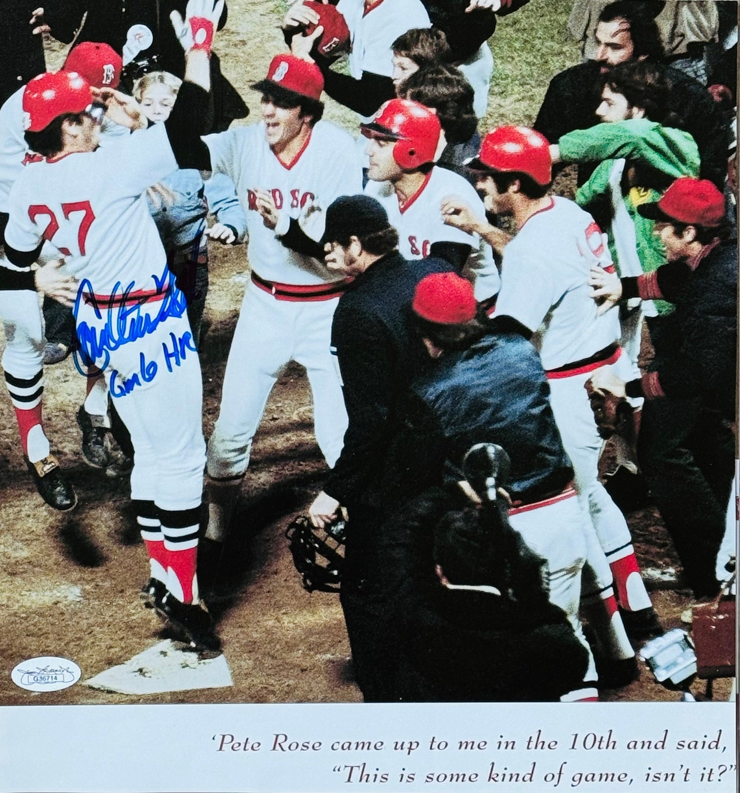 Carlton Fisk Autographed 11X11 Baseball Magazine Page (Jsa)