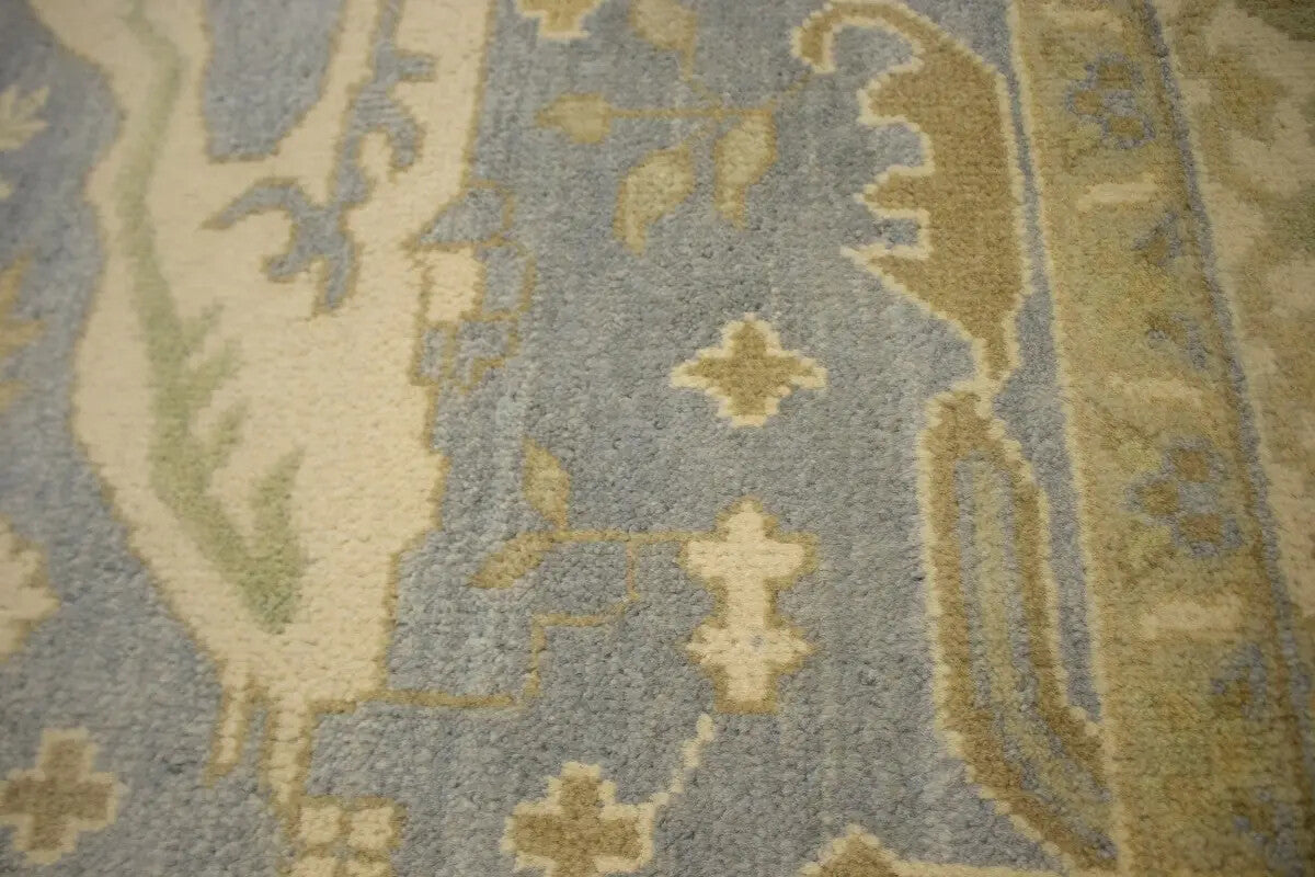 Handmade Oushak Oriental Rug Muted Gray Floral