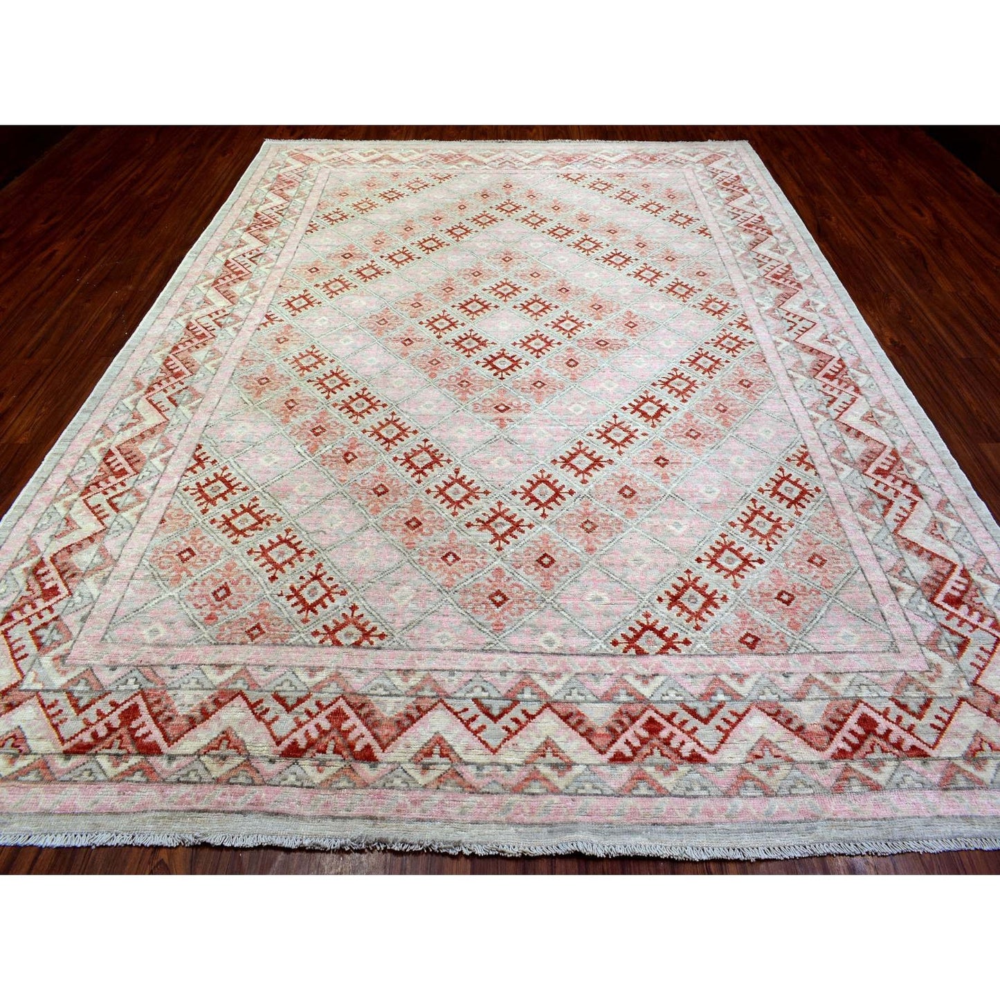 9'X12' Red Anatolian Village Inspired Style Soft Wool Hand Knotted Rug