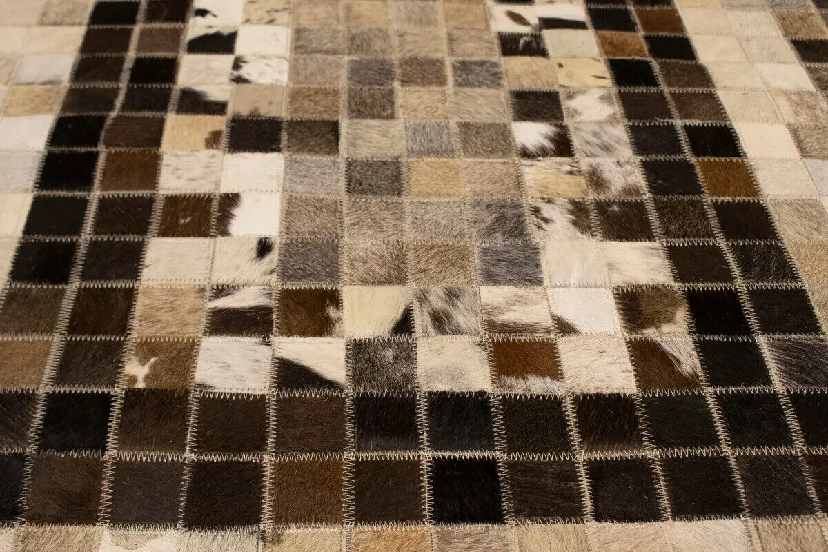 Hand-Crafted Modern Cowhide Leather Rug
