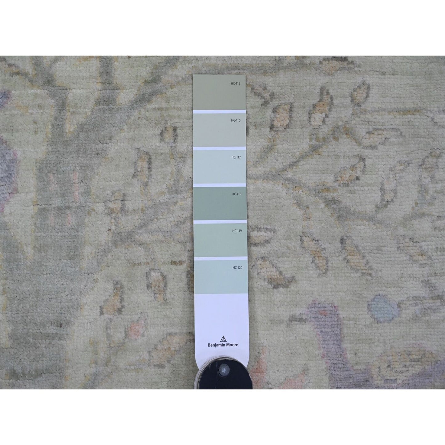 2'6"X11'4" Green Peshawar Birds Design Hand Knotted Soft Wool Runner Rug