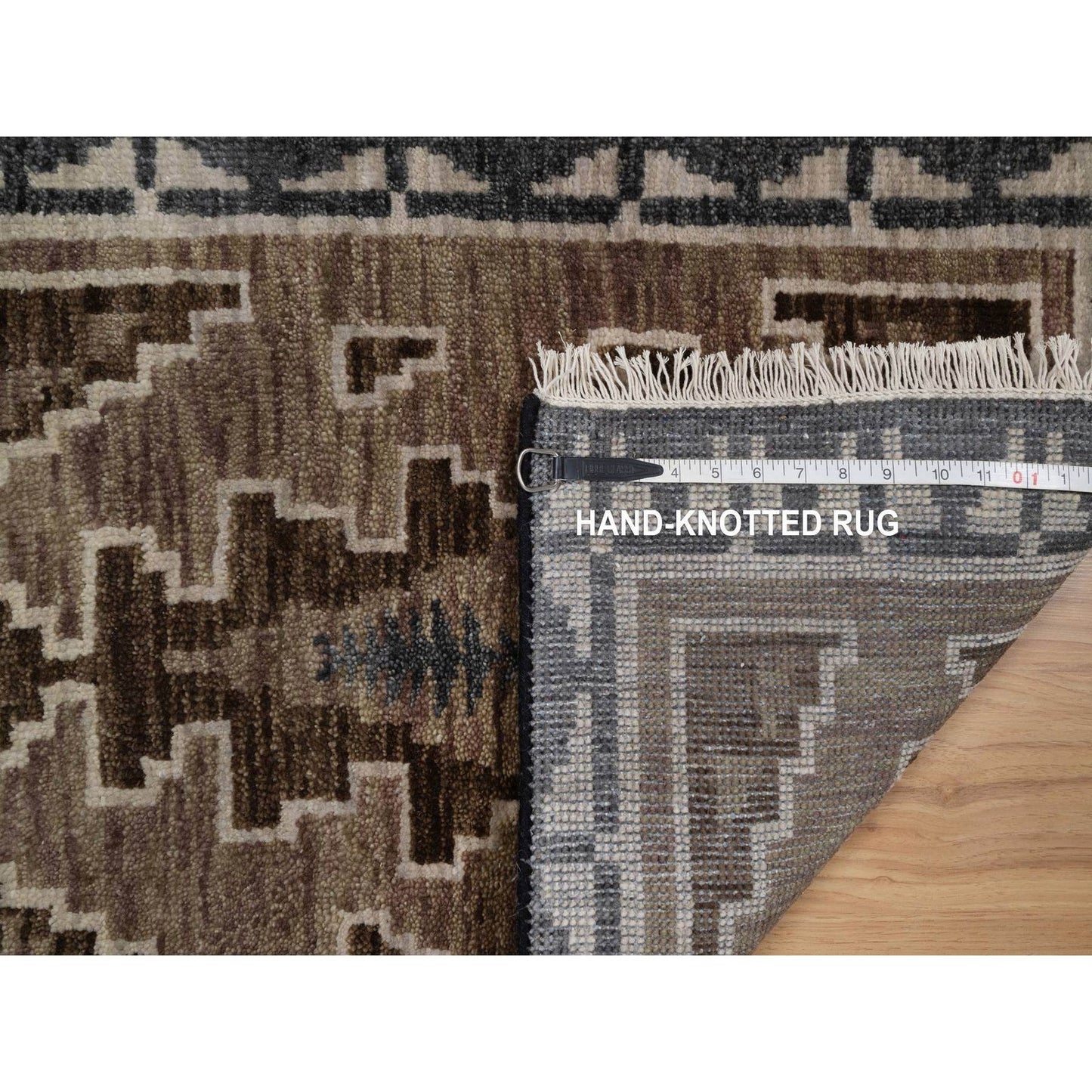 2'X3'1" Brown Hand Knotted Southwest American Indian Design Wool Mat Rug