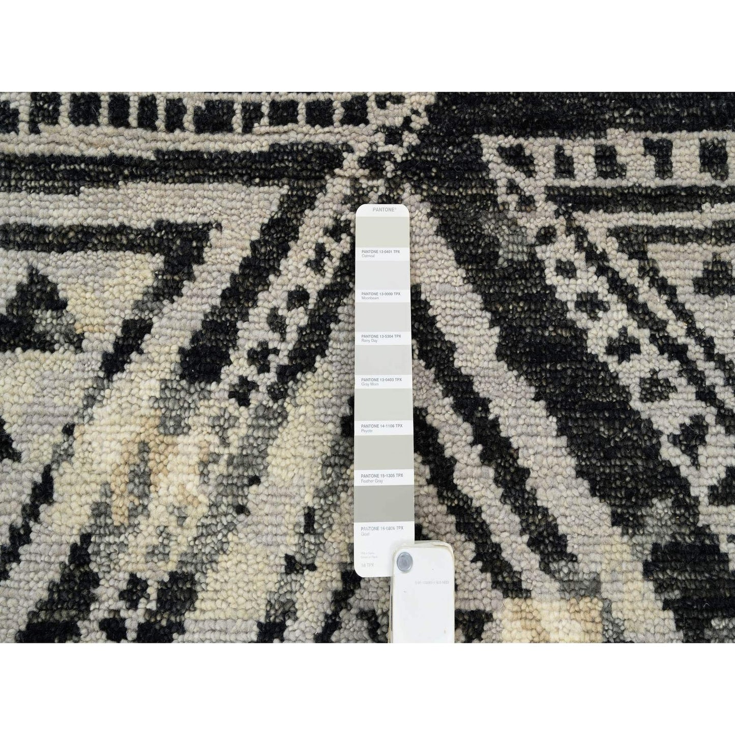 9'9"X13'10" Gray Erased Ethnic Geometric Design Wool Hand Knotted Rug