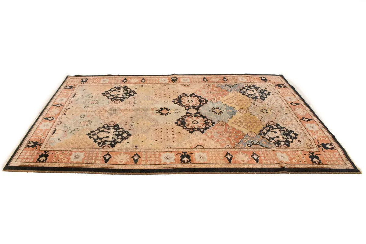 Distressed Ziegler Tribal Floral Rug Hand-Knotted