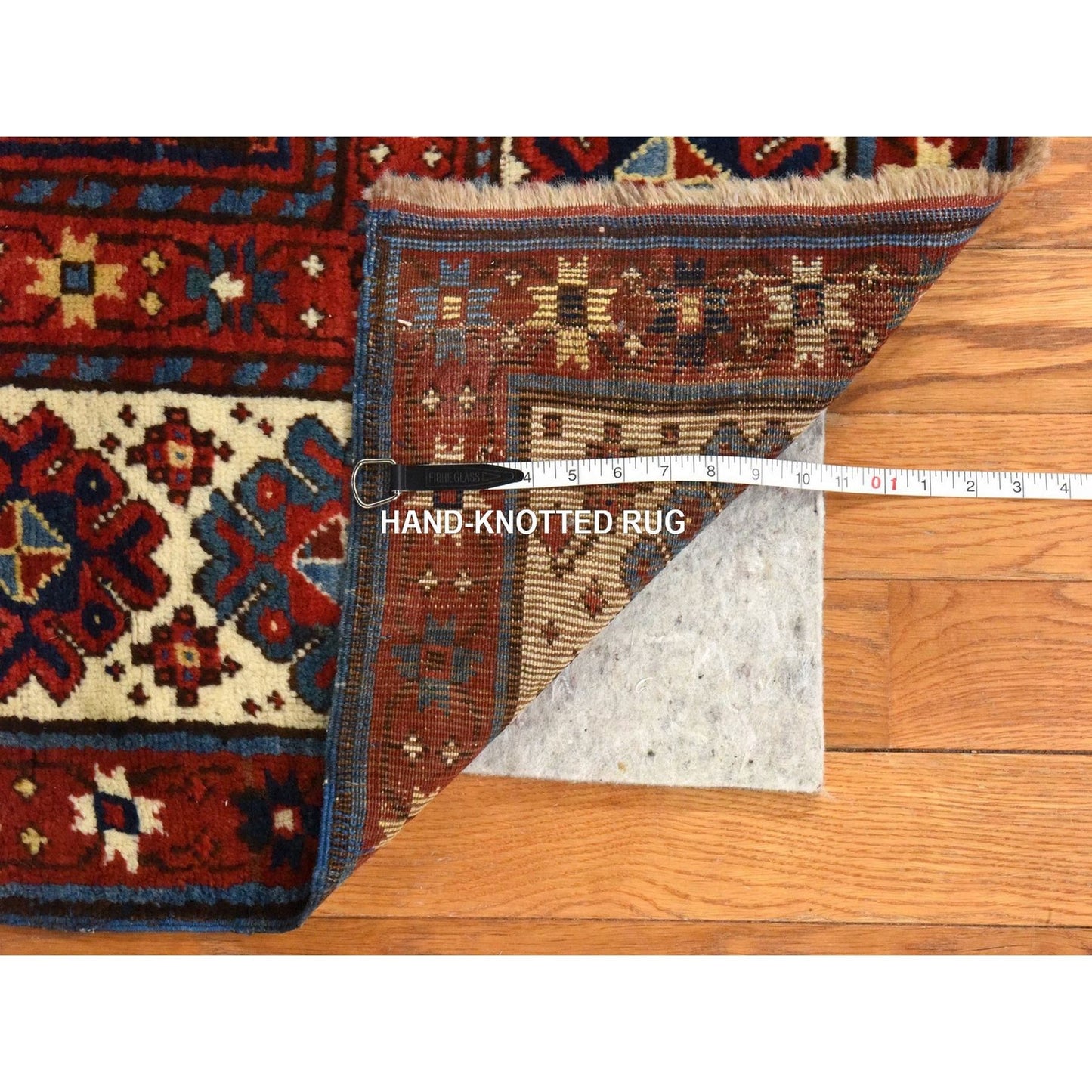 4'X9'4" Red Antique Caucasian Kazak 100% Wool Hand Knotted Runner Rug