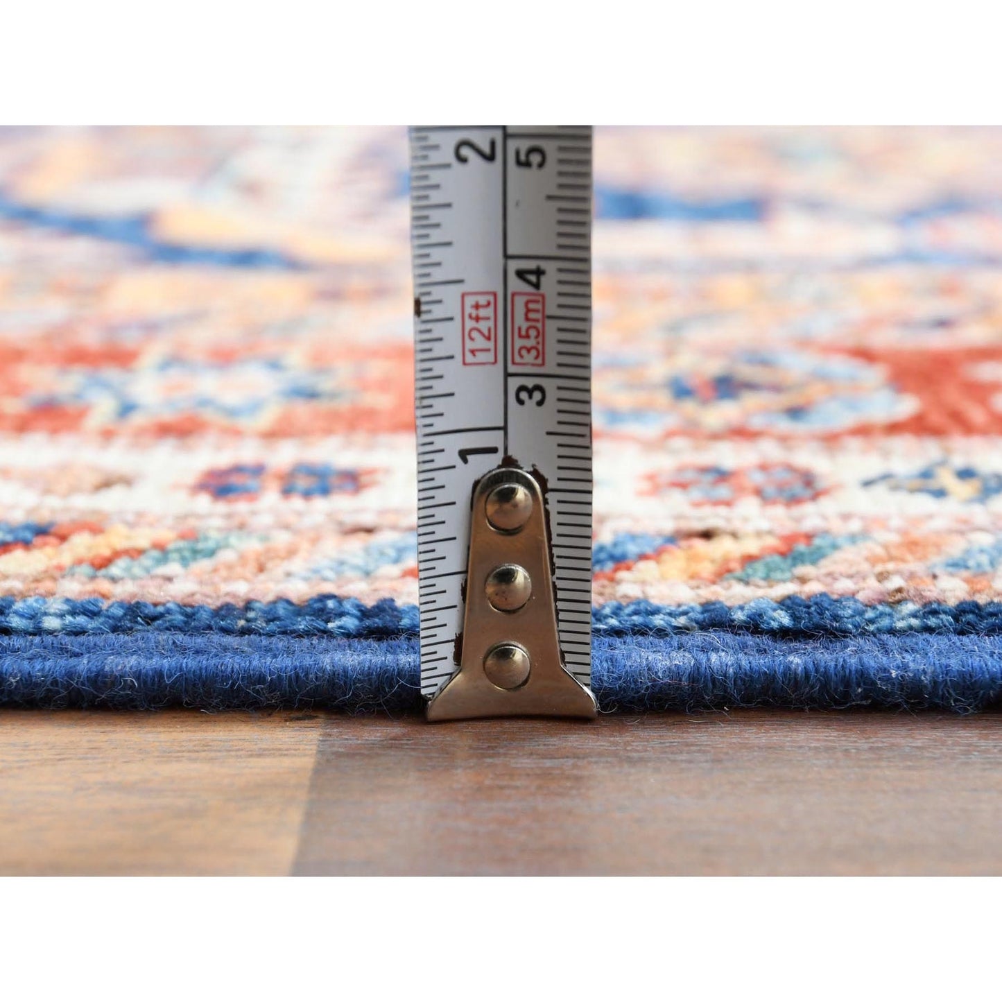 2'6"X11' Hand Knotted Navy Blue Afghan Super Kazak Soft Wool Runner Rug