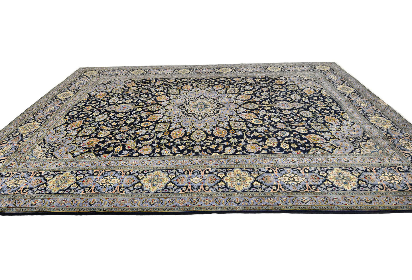 Handmade Oriental Rug Purple-Navy Medallion