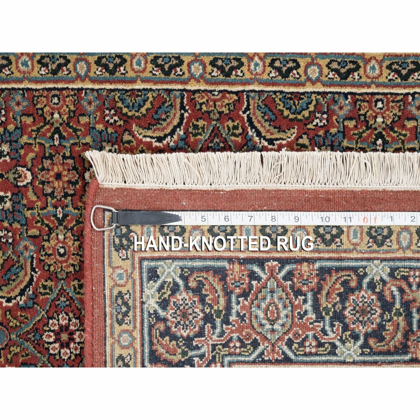 4'X6'3" Wool And Silk Herati Design Hand Knotted 250 Kpsi Red Rug