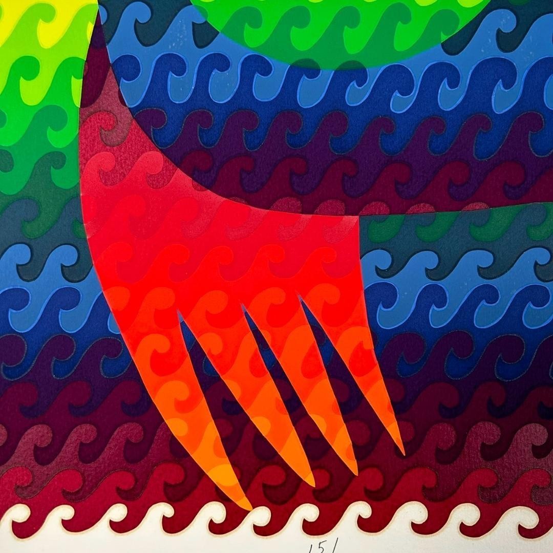 Ay-O Signed Silkscreen "Transparent Bird-Wave" 1982 Limited Ed. 15/80 Rainbow