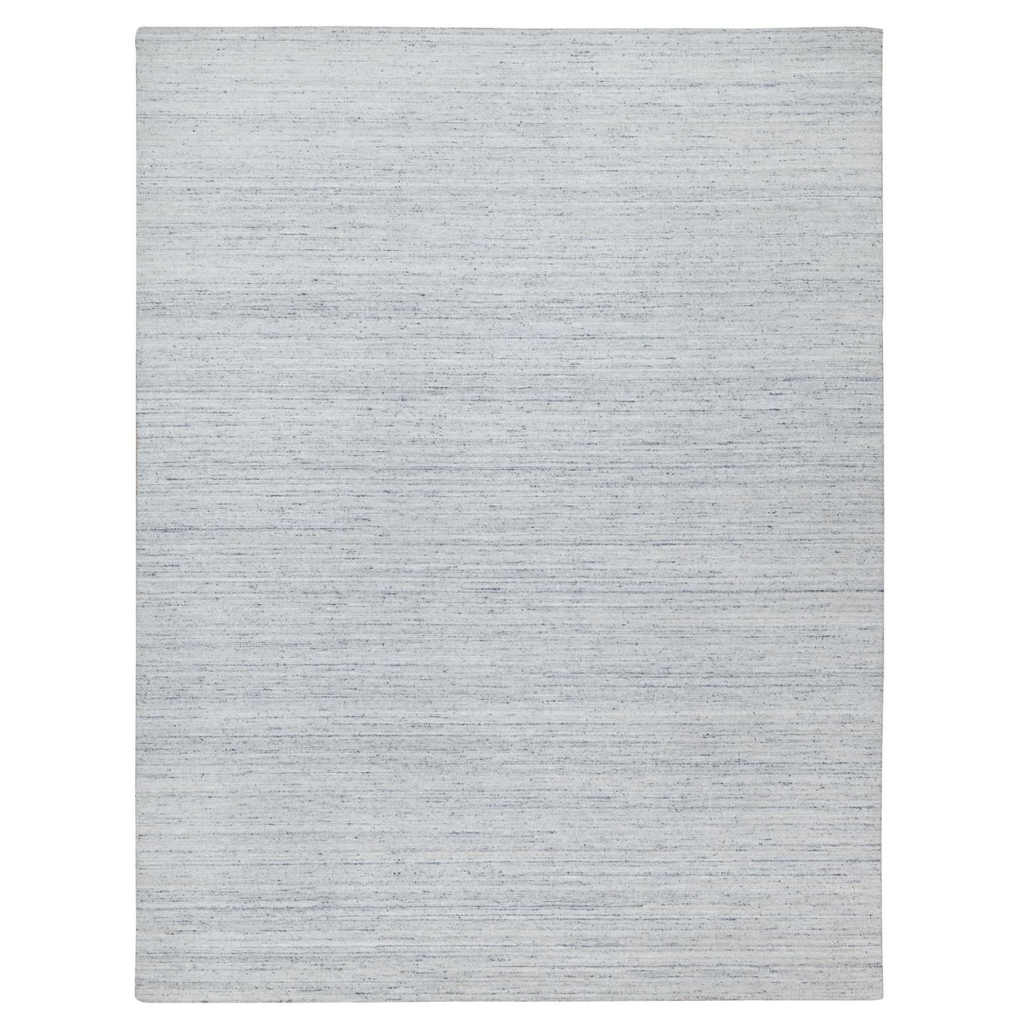 9'X12' Misty Gray Modern Striae Design,Natural Wool Hand Loomed Rug