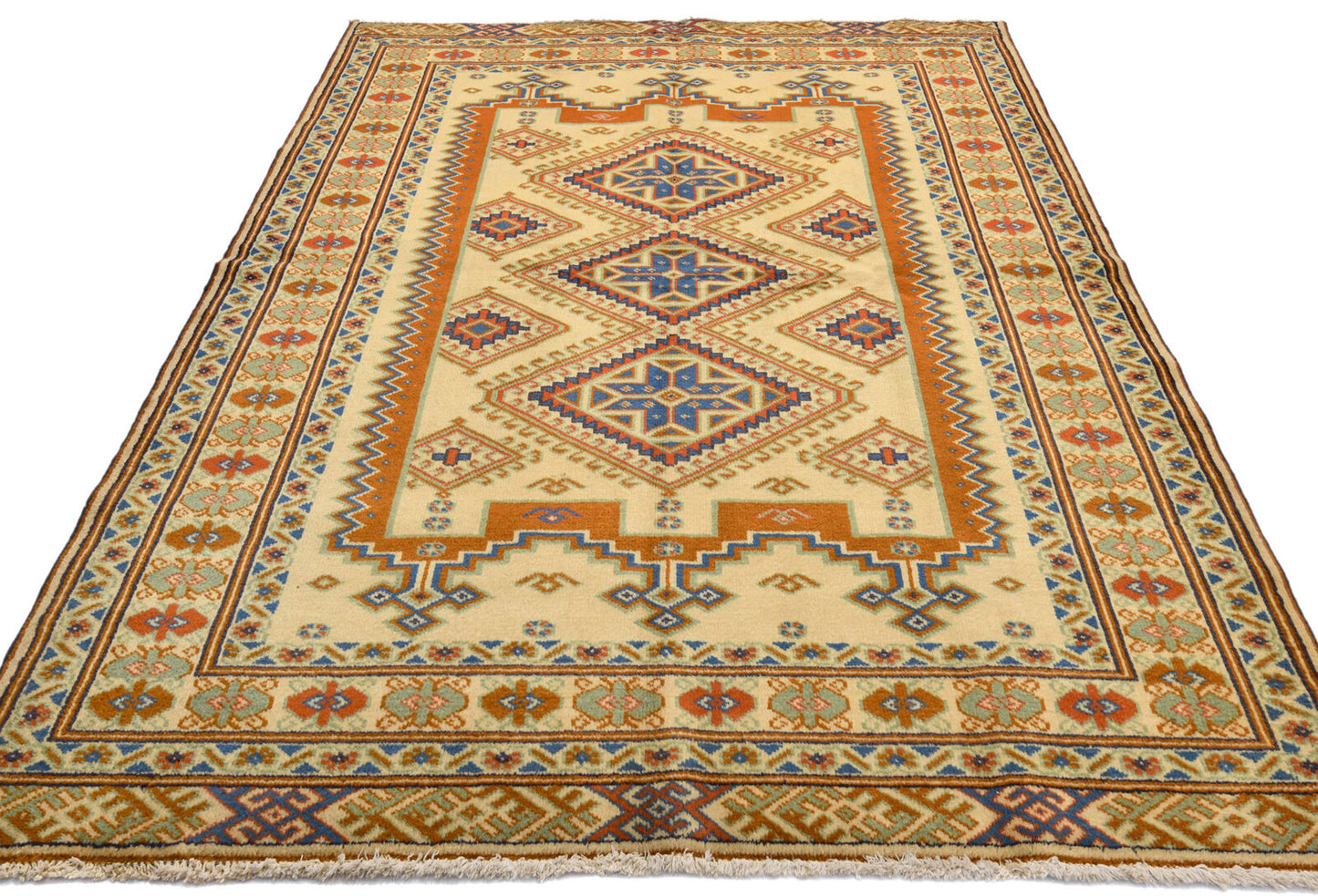 Handmade Oriental Rug Geometric Tribal Design
