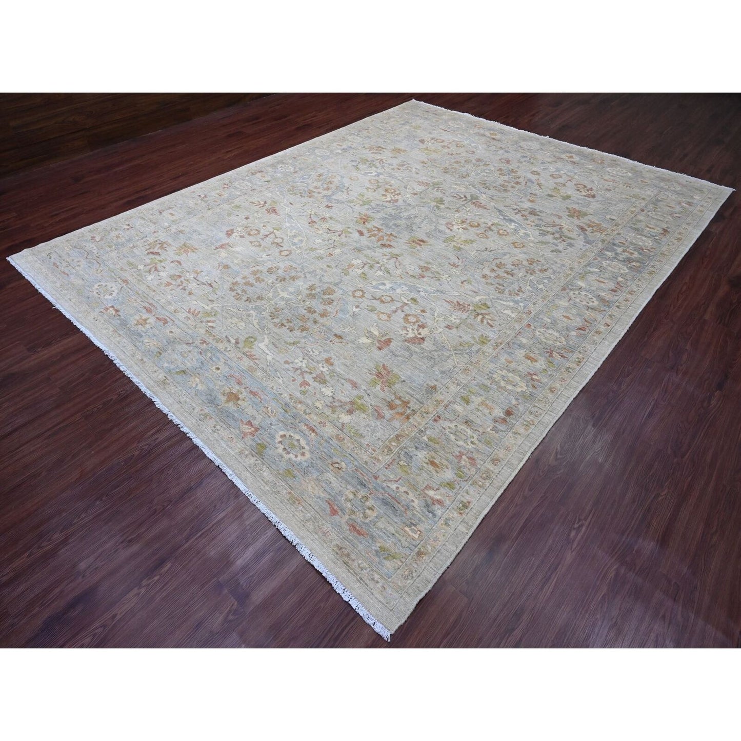 9'X11'10" Gray Hand Knotted Ziegler Mahal Design 100% Wool Oriental Rug